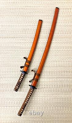 Japanese sword set with wooden display stand Katana Samurai Bushi Vintage