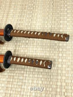 Japanese sword set with wooden display stand Katana Samurai Bushi Vintage