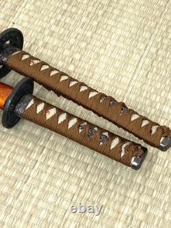 Japanese sword set with wooden display stand Katana Samurai Bushi Vintage