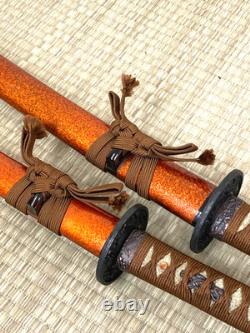 Japanese sword set with wooden display stand Katana Samurai Bushi Vintage