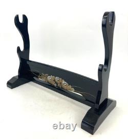 Japanese sword set with wooden display stand Katana Samurai Bushi Vintage