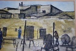 John Humphrey Spender (1910-2005) Pastel Workers Scene Of Work