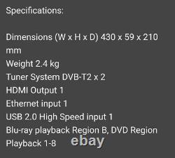 Panasonic Dmr-bwt850 Smart 1 To DVD Multi-region 3d 4k Blu-ray Conversion