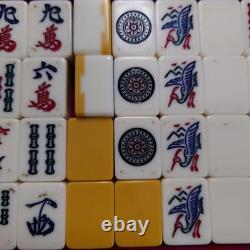 Carreaux de mahjong Mizuno Maruichi dos jaune 16 authentiques prêts à l'emplo