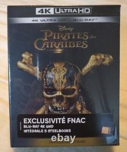 Coffret Pirates des Caraïbes l'intégrale 5 Films steelbook Blu-ray 4k Exclu Fnac