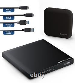Externe USB 3.1 USB-C Lecteur Graveur UHD 4k 3D M-Disc Blu-Ray DVD CD BDXL HD