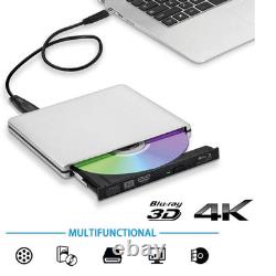 Graveur Blu-Ray UHD 4K USB 3.0 externe lecteur DVD BD-RE compat. Windows/Mac